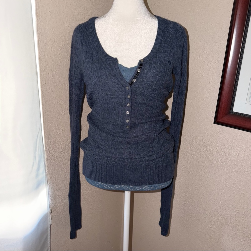 Vintage Y2K Abercrombie & Fitch 2000s Knit Long Sleeve Henley Top